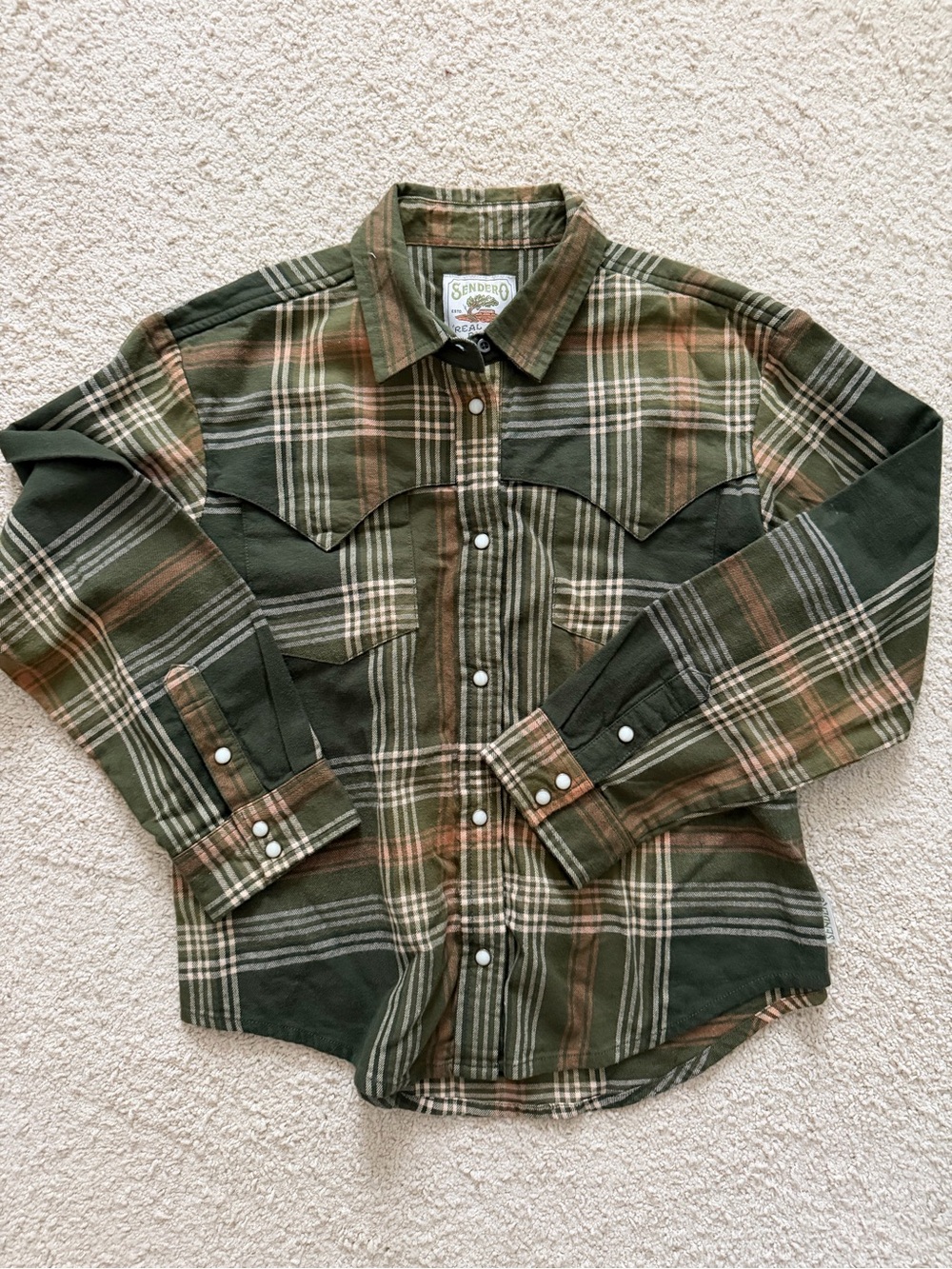 Sendero Olive & Brown Plaid Western Shirt
